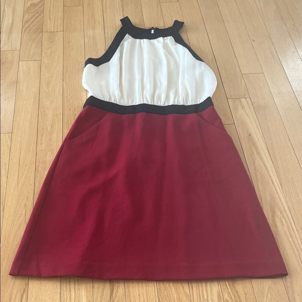 Ann Taylor Red and White Casual Dress